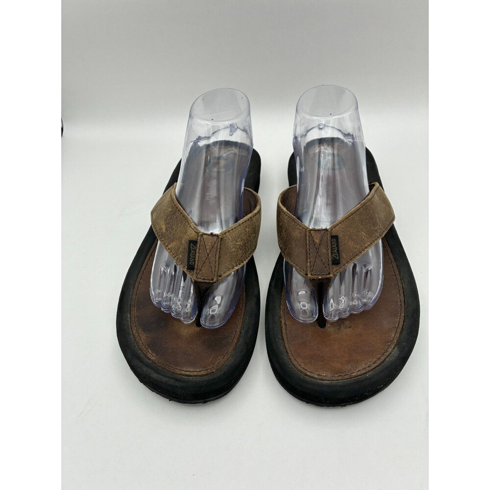 Zealand Sundance Leather Thong Sandals Mens 10 Brown Comfort Flip Flops Casual